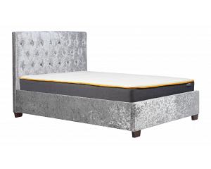 5ft King Size Cologne - Grey steel crushed velvet fabric upholstered button back bed frame